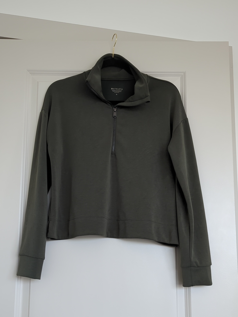 Athleta Seasoft Classic 1/4 Zip Sweatshirt - Jungle (Green) - M
